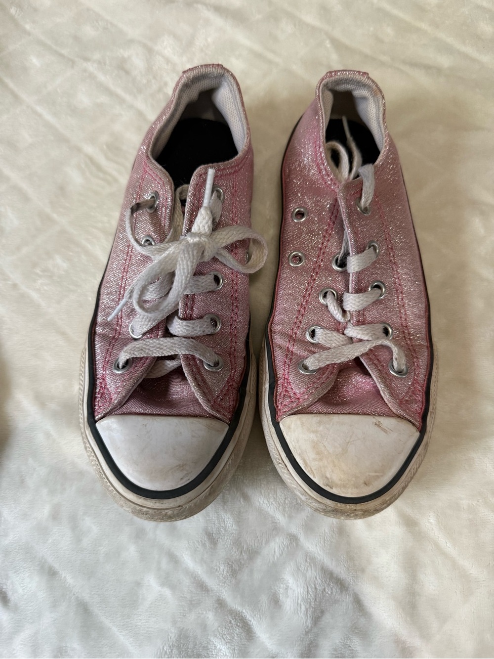 Girls' Glitter Pink Low-Top Lace-Up Sneakers